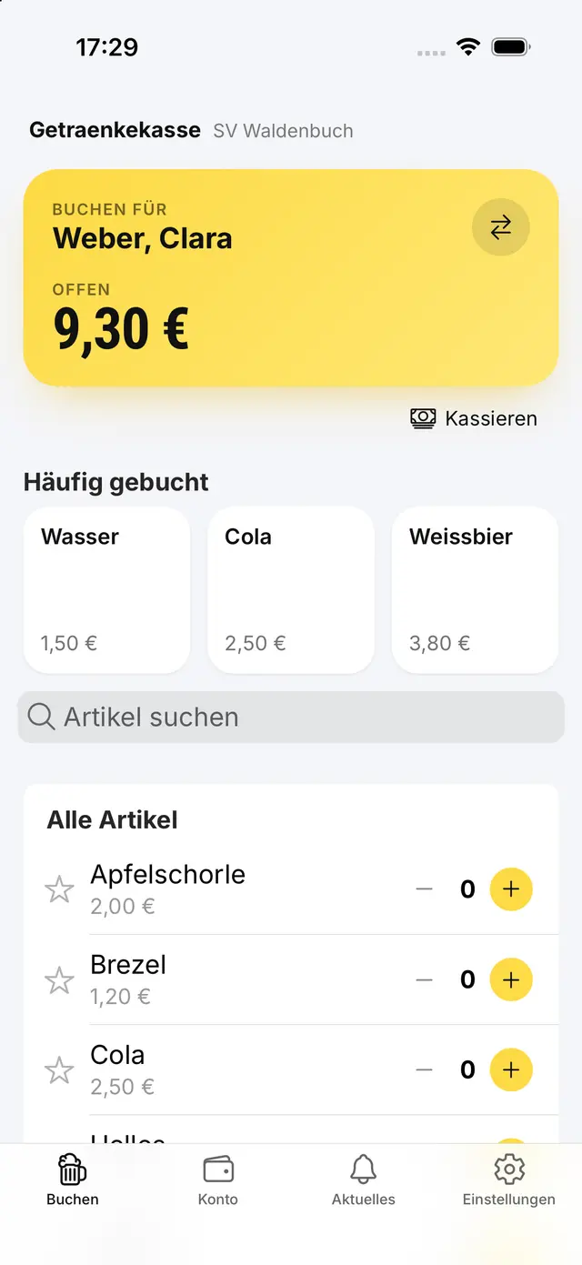 Buchen in der App