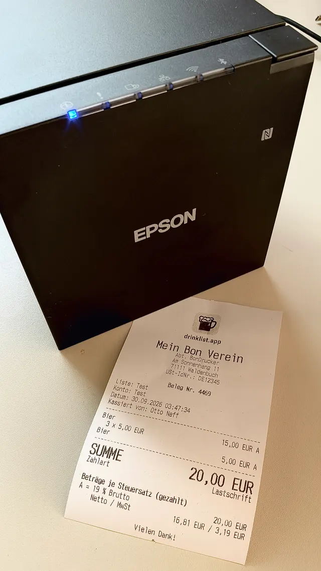 Epson TM-m30III – mit Server Direct Print per WLAN direkt online aus der Box angebunden